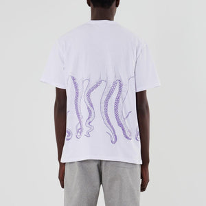 T-shirt Octopus Outline Logo white purple